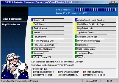 a screenshot of the submission wizard during the submission process showing the progress of an individual submission routine